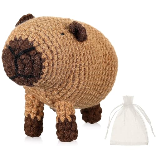 Gemscream Emotionale Unterstützung, Tierfutter, Capybara, Brot, positiv, Häkeln, Stricken, Mini-Puppen mit ermutigender Karte (Capybara) von Gemscream