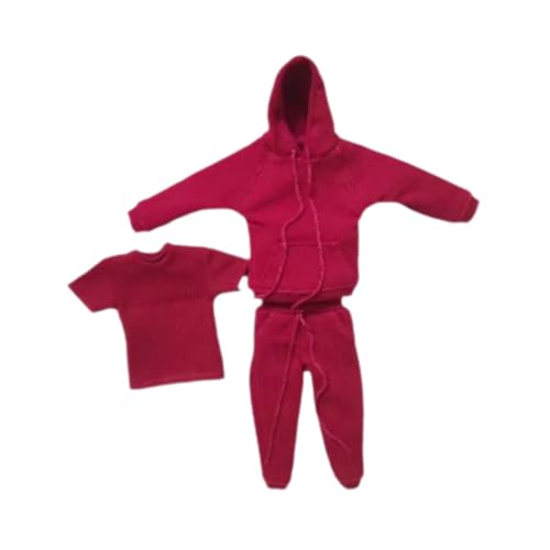 1/12 Skala Figur Kleidung Puppe Hoodie Und Hosen Pädagogisches Spielzeug Handgemachte Pretend Spielen Spielzeug Action Figuren T Shirt Spielzeug Kleid, Rot von Generic