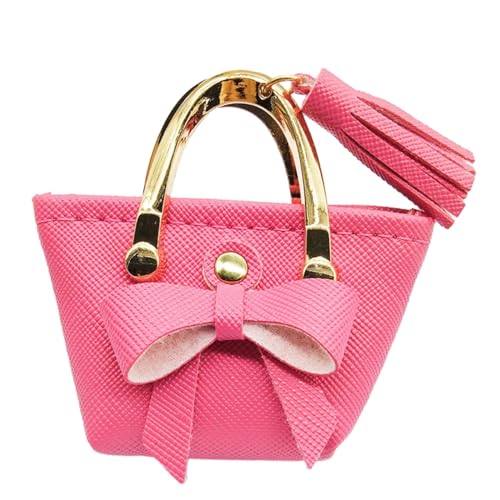 1/6 Mini Handtasche Miniatur Tragetasche Puppenhaus Dekoration Zubehör Puppenkleid Pu für 12 Zoll Puppen BJD Kleidung, Rosenrot von Generic