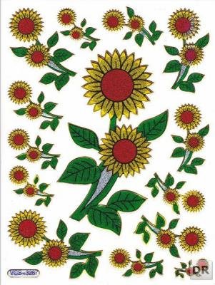 1 Bogen Metallic Glitzer Effekt - Sonnenblume Blumen Sticker Aufkleber Kindergeburtstag Dekorieren Hobby Basteln Sammeln selbstklebend vorgestanzt von Generic