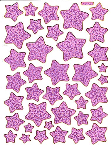 1 Bogen Metallic Glitzer Effekt - Sterne Stern pink Sticker Aufkleber Kindergeburtstag Dekorieren Hobby Basteln Sammeln selbstklebend vorgestanzt von Generic