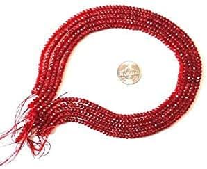 1 Strang natürlicher roter Rubinquarz, 4 mm, facettierte Rondelle-Perlen, Strand, 35,6 cm, Edelstein, Halbedelstein für Schmuckherstellung, Bastelbedarf 1 Strang natürlicher roter Rubinquarz, 4 mm, facettierte Rondelle-Perlen, Strand, 35,6 cm, Edelstein, Halbedelstein für Schmuckherstellung, Bastelbedarf von Generic