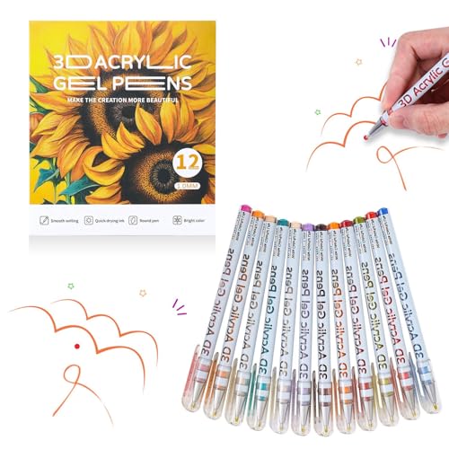 1 mm Steine Bemalen Acrylstifte, Mehrfarben Wasserfest Permanent Marker Stift für Ostern Basteln Kinder Leinwand Ostereier Holz Schule Manga Kunstler/DIY Fotoalben/Hochzeit Papier (12 Farben) von Generic