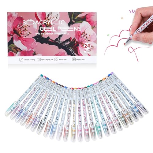 1 mm Steine Bemalen Acrylstifte, Mehrfarben Wasserfest Permanent Marker Stift für Ostern Basteln Kinder Leinwand Ostereier Holz Schule Manga Kunstler/DIY Fotoalben/Hochzeit Papier (24 Farben) von Generic