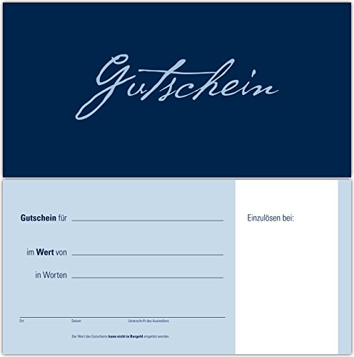 10 Gutscheine Gutscheinkarten Geschenkgutscheine – edel neutral Dunkelblau-Hellblau von Generic