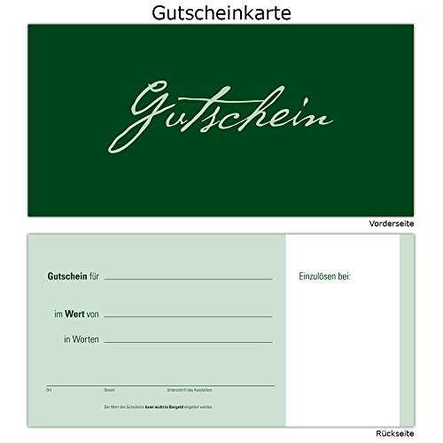 10 Gutscheine Gutscheinkarten Geschenkgutscheine – edel neutral Grün von Generic