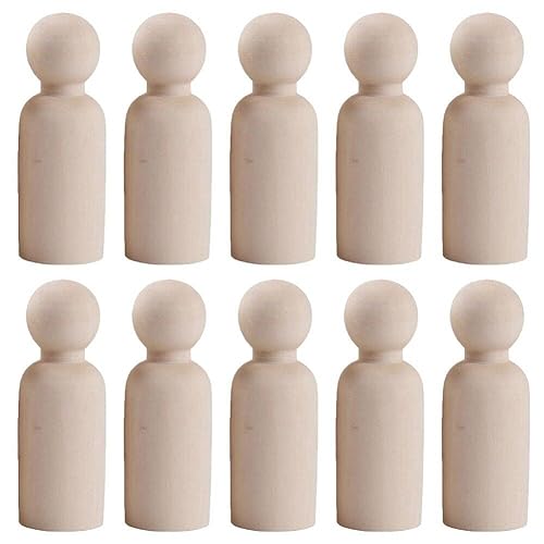 10 Pcs Unvollendete Hölzerne Peg Dolls Natural Holz Winzige Puppenkörper Figuren Für Das Malerei Kritzelenkunstwerkskunstprojekte von Generic