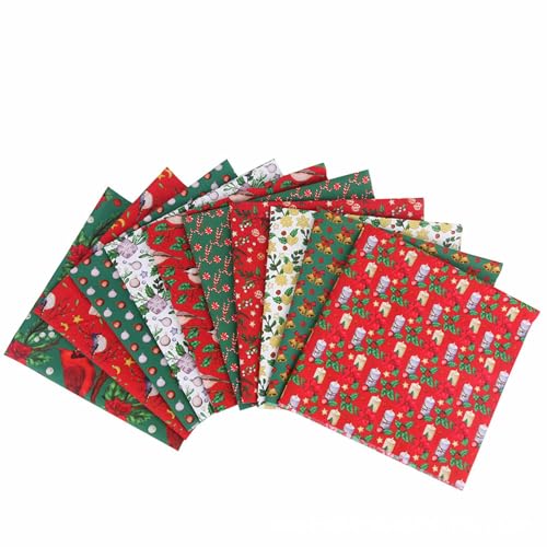 10 STÜCKE Patchworkstoff Weihnachten - Weihnachtlicher Baumwollstoff Für Quilten, Basteln, Und Handwerken | Festliche Patchworkstoffe Für Weihnachtsdekoration, Stoffpaket Zum Nähen Und Kreativen von Generic