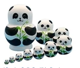 10 Schicht Puppe Pandas Holz Matrjoschka Spielzeug Hause Für Kinder Kmk460 (White, 11CM) von Generic