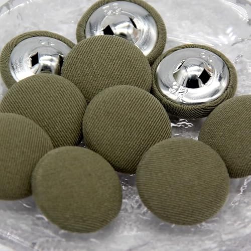 10 Stück Bunte Stoff-überzogene Metallschaft-Nähknöpfe for Kleidung, Kindermantel, Strickjacke, rund, große Stoffknöpfe, DIY-Dekorationen(NO.14,20mm 10pcs) von Generic