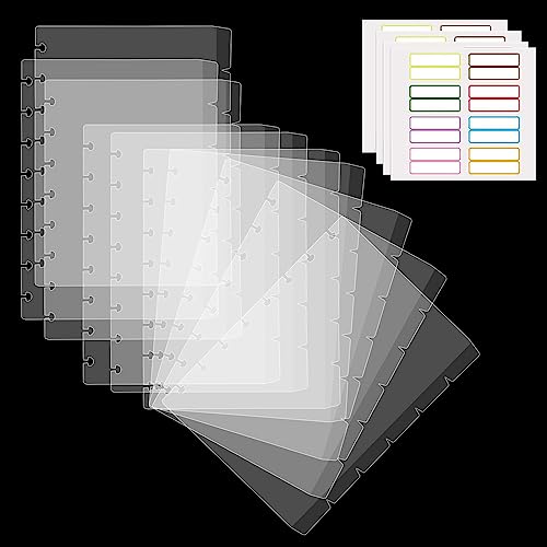 10 Stück Ordner-Trennblätter, wasserdichte Trennblätter, Index-Tabs, 8 Löcher, blanko, Discbound Planer, Taschenteiler mit selbstklebenden Etiketten für Zuhause, Schule, Büro, Datei von Generic