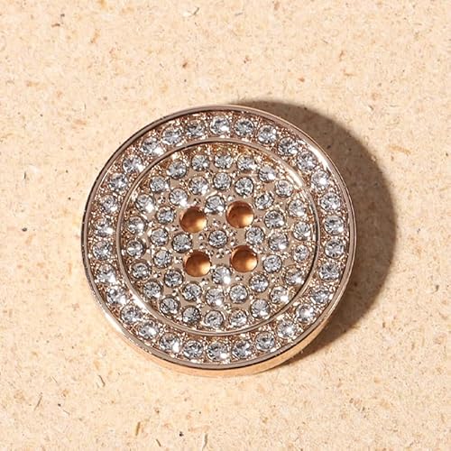 10 Stück Vier-Augen-Metallknöpfe Luxus Strass Dekorativer runder Nähknopf Anzug Damenbekleidungszubehör(10pcs Gold,15mm) von Generic