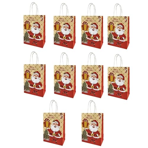 10 Stück Weihnachts-Griffbeutel – müheloses Verpacken von Weihnachtsgeschenktüten, Weihnachtseinkaufstaschen | Goodie-Bags sorgen für weihnachtliche Stimmung und können jederzeit wiederverwendet werde von Generic