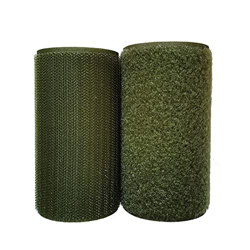 10 cm Breite / 1 Meter Länge Nylon Klettverschluss Befestigungsband Nein Klebstoff Nähen Magic Loop Haken Aufkleber Streifen Kleidung Stickband(Olive Green) von Generic