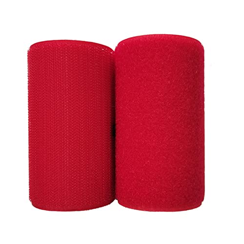 10 cm Breite / 1 Meter Länge Nylon Klettverschluss Befestigungsband Nein Klebstoff Nähen Magic Loop Haken Aufkleber Streifen Kleidung Stickband(Red) von Generic