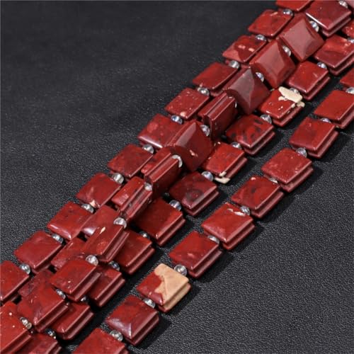 10 mm große, natürliche, flache, quadratische Abstandshalter für Armbänder, Halsketten, Schmuckherstellung, Nr. 11 Redstone2, 10 mm, 30 Stück von Generic