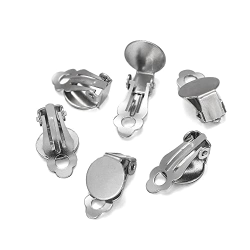 10 stücke 8 10 12 14mm Edelstahl Runde Flache Ohrclip Basis Cabochon Lünette Tablett Ohrringe Clips Für DIY Schmuckzubehör von Generic