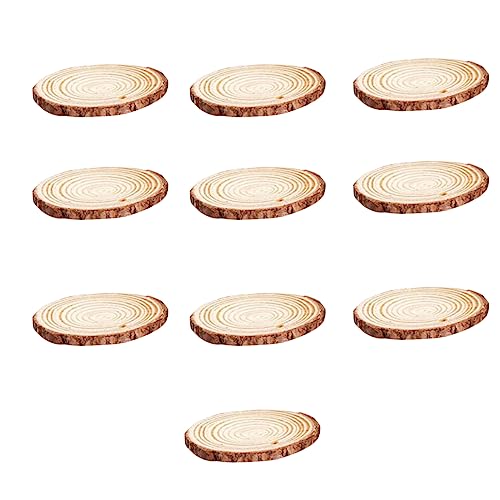 10 teile/satz Natürliche Holz Chip Handwerk Holz Kit Kreis Handwerk Weihnachten Ornamente DIY Handwerk Mit Schnur Handwerk Rustikale Hochzeit Dekor Schreibtisch Ordnungssysteme (Beige, One Size) von Generic