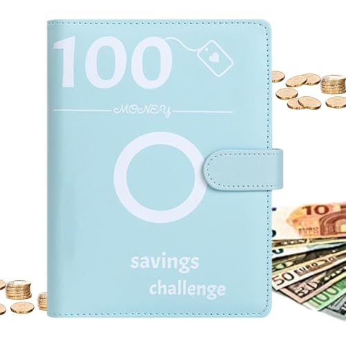 100 Envelope Saving Challenge, 5 Binder Notizbuch Set, Budget Planner, PU Leder Binder Geld Organizer Sparen, 5 Ringbuchordner für Finanzplaner Budget Sparen Mappe Cash Stuffing Startset von Generic