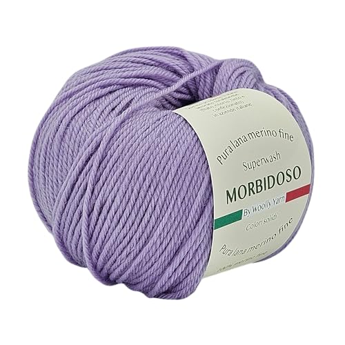 Woolly Yarn 100% Merinowolle, einlaufsicher, zum Häkeln und Stricken, Babywolle, einfarbig, 50g, 150m, für Decken und mehr (Dunkellila 715) von Generic