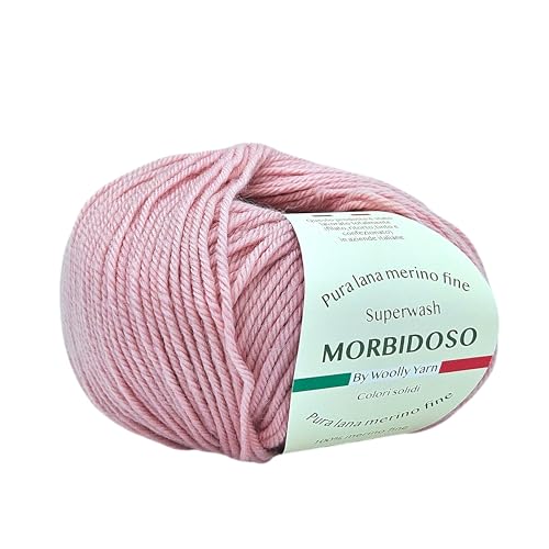 100 % Merinowolle, einlaufsicher, zum Häkeln und Stricken, Babywolle, feste Farben, 50 g, 150 m, für Bekleidungsdecken und vieles mehr (Altrosa 715) von Generic