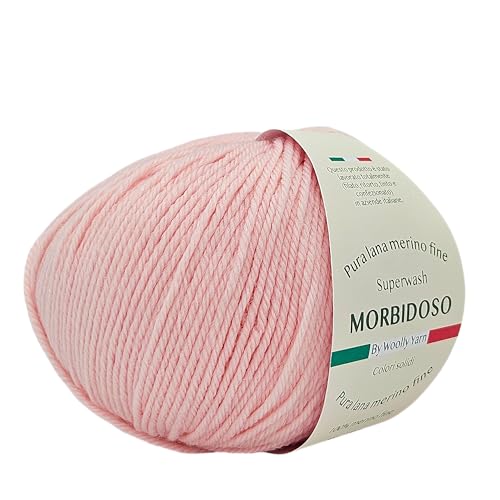 100 % Merinowolle, einlaufsicher, zum Häkeln und Stricken, Babywolle, feste Farben, 50 g, 150 m, für Bekleidungsdecken und vieles mehr (Babyrosa 24) von Generic