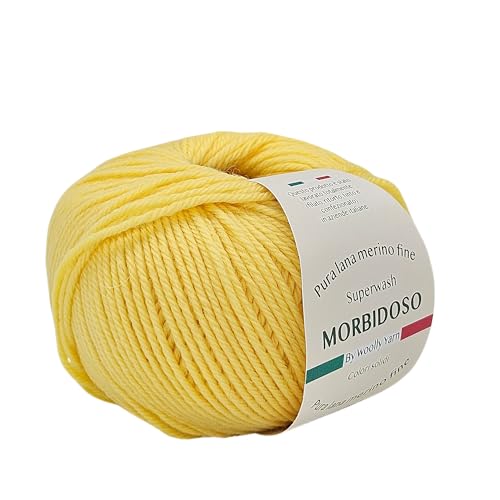 100 % Merinowolle, einlaufsicher, zum Häkeln und Stricken, Babywolle, feste Farben, 50 g, 150 m, für Bekleidungsdecken und vieles mehr (Gelb 5) von Generic