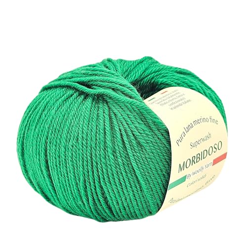 100 % Merinowolle, einlaufsicher, zum Häkeln und Stricken, Babywolle, feste Farben, 50 g, 150 m, für Bekleidungsdecken und vieles mehr (Grüne Flagge 36) von Generic