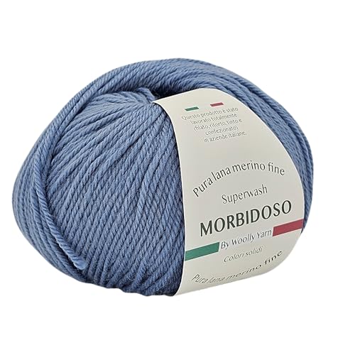 100 % Merinowolle, einlaufsicher, zum Häkeln und Stricken, Babywolle, feste Farben, 50 g, 150 m, für Bekleidungsdecken und vieles mehr (Jeans 705) von Generic