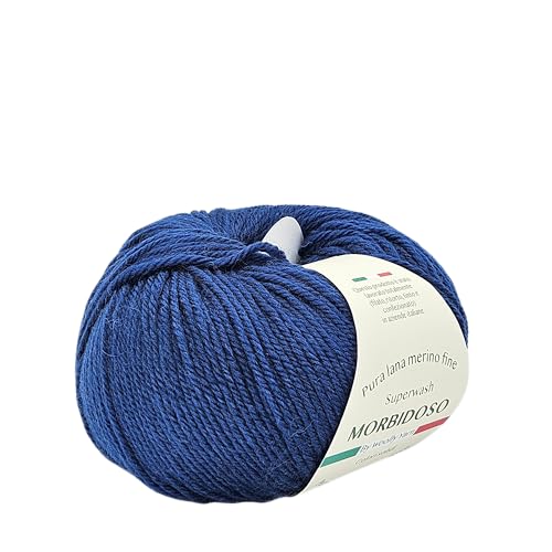 100 % Merinowolle, einlaufsicher, zum Häkeln und Stricken, Babywolle, feste Farben, 50 g, 150 m, für Bekleidungsdecken und vieles mehr (Marineblau 1015) von Generic