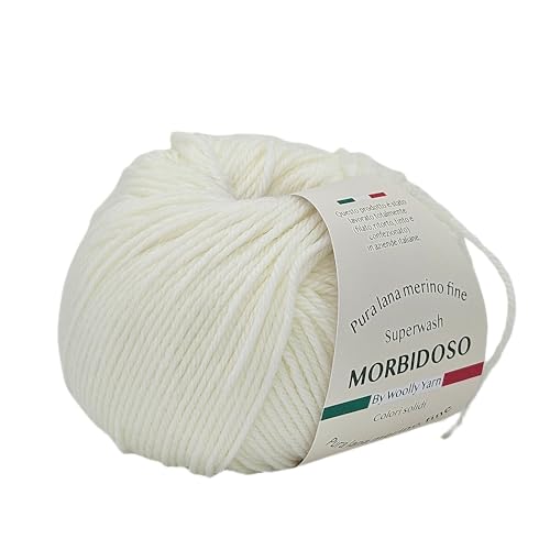 100 % Merinowolle, einlaufsicher, zum Häkeln und Stricken, Babywolle, feste Farben, 50 g, 150 m, für Bekleidungsdecken und vieles mehr (Weiß 1) von Generic