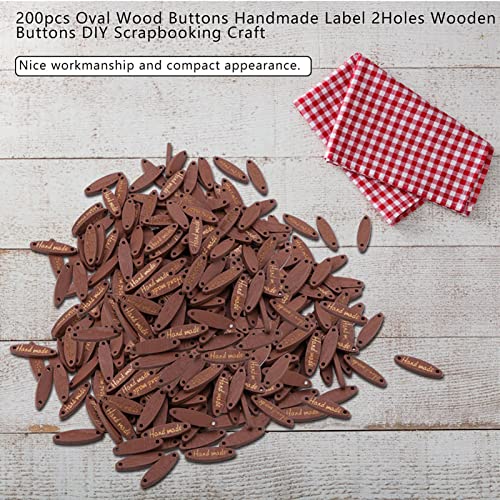 100 Stück Handgefertigte Etiketten, Dekorative Holzknöpfe mit 2 Löchern, 200 Stück Ovale Holzknöpfe, Handgefertigte Etiketten, Ovale Holzknöpfe, DIY, Scrapbooking, Basteln von Generic