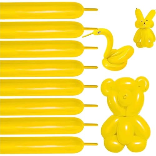 100 Stück durchsichtige Luftballons, dünne Latexballons, for Tierballons, Ballonherstellung for Anfänger, Karnevalsparty-Dekoration for Kinder(Yellow) von Generic