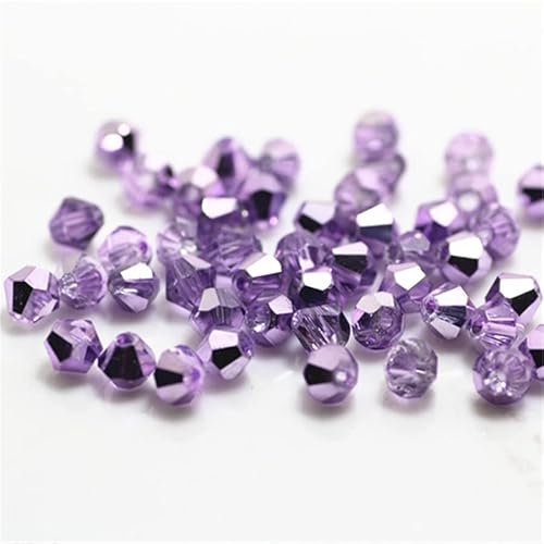 1000 Stück 4 mm Doppelkegel Kristallperlen Großhandel Perlen Mix Lot Facettierte Kristallglasperlen Perlen für Schmuckherstellung (Ran Light Purple) von Generic