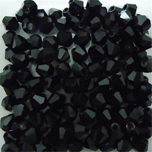 1000 Stück 4 mm Doppelkegel Kristallperlen Großhandel Perlen Mix Lot Facettierte Kristallglasperlen Perlen für Schmuckherstellung (Schwarz) von Generic