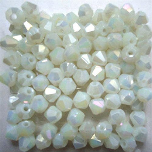 1000 Stück 4 mm Doppelkegel Kristallperlen Großhandel Perlen Mix Lot Facettierte Kristallglasperlen Perlen für Schmuckherstellung (Solid White AB) von Generic