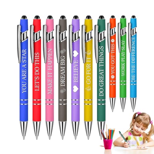 10pcs Motivationsballpoint -Stifte, positive Affirmation Kugelschreiberstifte, inspirierender Kugelschreiber mit Touchscreen -, Metall -Kugel -Positivitäts -Stifte, Novelty School Supplies für Hei von Generic