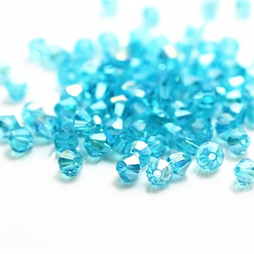 1300 Stück 3 mm Doppelkegel-Kristallperlen, bunte Glasperlen für Schmuck, Perlenbedarf, handgefertigtes Handwerk, DIY-Perlenprojekte, Armbänder, Halsketten, Ohrringe, Schmuck (Lake Blue ab) von Generic