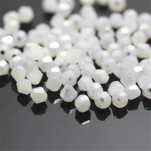 1300 Stück 3 mm Doppelkegel-Kristallperlen, bunte Glasperlen für Schmuck, Perlenbedarf, handgefertigtes Handwerk, DIY-Perlenprojekte, Armbänder, Halsketten, Ohrringe, Schmuck (massives Weiß ab) von Generic