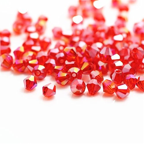 1300 Stück 3 mm Doppelkegel-Kristallperlen, bunte Glasperlen für Schmuck, Perlenbedarf, handgefertigtes Handwerk, DIY-Perlenprojekte, Armbänder, Halsketten, Ohrringe, Schmuck (rot ab) von Generic