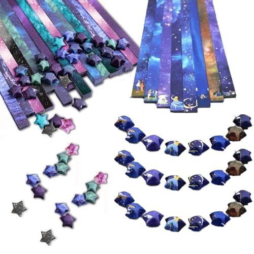 136 Pcs Origami Papier Outer Space Paper Arts Crafts Kinder Stream Himmel Erwachsene Schullehrer Falten Sie Origami Star Papierstreifen Zusammen von Generic