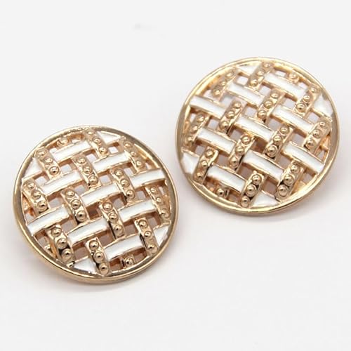 15/20/25 mm runde Linien goldene Metallknöpfe for Kleidungsstücke, Damen, Jacken, Mäntel, handgefertigt, große dekorative Accessoires(White,15mm 6pcs) von Generic