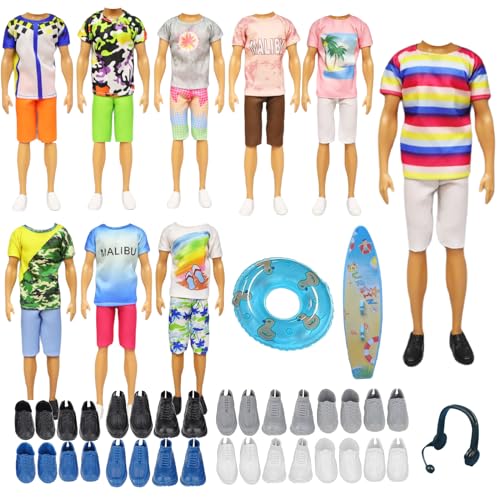 15 Pack Clothes and Accessories Compatiable with Ken Dolls Ken Kleidung und Zubehör, Jungen Puppen 4 Freizeitbekleidung 4 Hosen 4 Paar Schuhe 3 Accessories für 12 Zoll Jungen Puppen von Generic