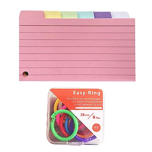 150 Stück Karteikarten,12.5×7cm Linierte Karteikarte Cards Vokabelkarten mit 8 Binderinge Farbige Beschriftete Linien Vokabelkarten für Schule Büro Zuhause Lernen von Generic