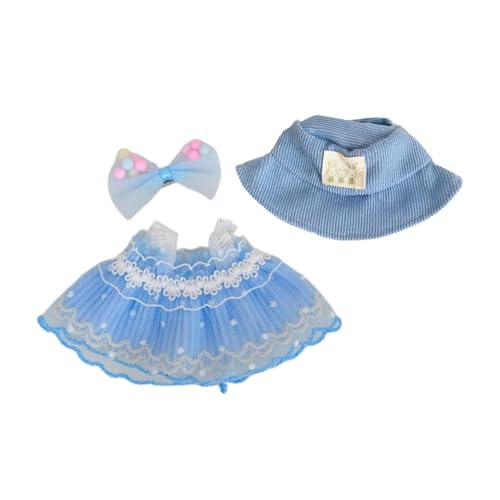 15cm 17cm Puppe Kleid Kleid und Haar Zubehör Bunny Hut Zubehör Mädchen Puppe Kleidung Kleine Mädchen, Blau von Generic