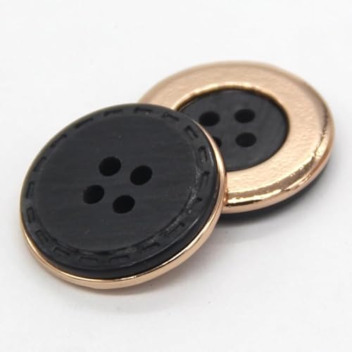 18/21/25 mm 4 Löcher Retro runde Metallknöpfe for Kleidung, Damen, Mantel, Blazer, Strick, handgefertigte Dekorationen, Nähzubehör(Black,18mm 6psc) von Generic