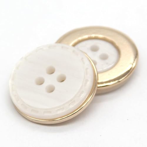 18/21/25 mm 4 Löcher Retro runde Metallknöpfe for Kleidung, Damen, Mantel, Blazer, Strick, handgefertigte Dekorationen, Nähzubehör(White,18mm 6psc) von Generic