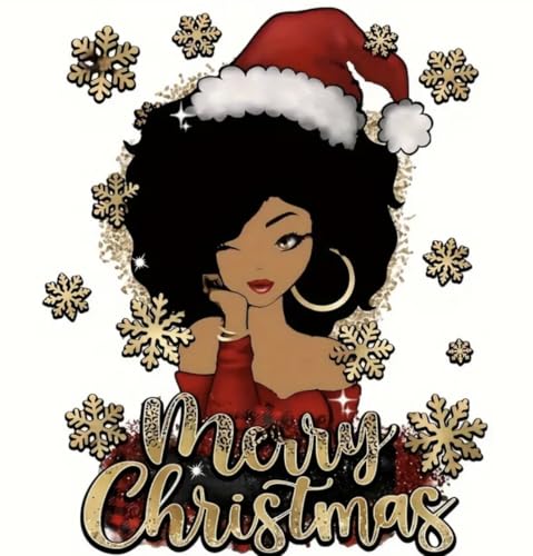 1pc Festive Christmas Season Iron on Direct to Film Transfer Green Girl Jesus is The Reason Black Girl Christmas Sneakers Ugly Sweater Christmas Tree DIY Patches (006) von Generic