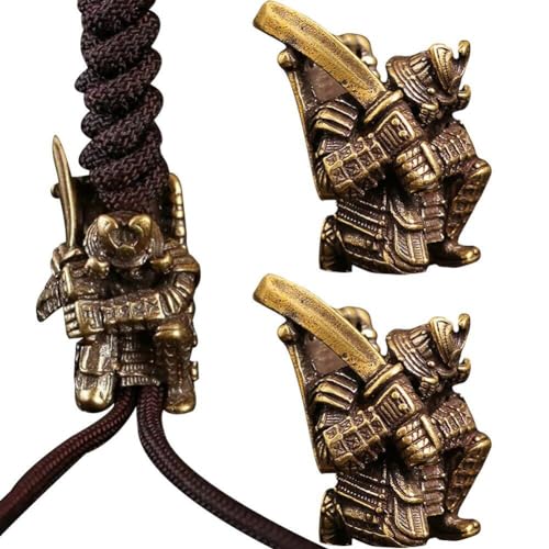 2 Pcs Messing Antikes Japanisches Breitschwert Samurai Lanyard Bead Paracord Beads Schlüsselbundwerkzeug DIY Halskette Rucksack Anhänger Zubehör von Generic