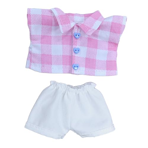 2 Stück Fashion Dolls Hemd und Hose Handgemachte Kleidung Kostüm für 6,7 Zoll Puppen, Rosa Gitter von Generic